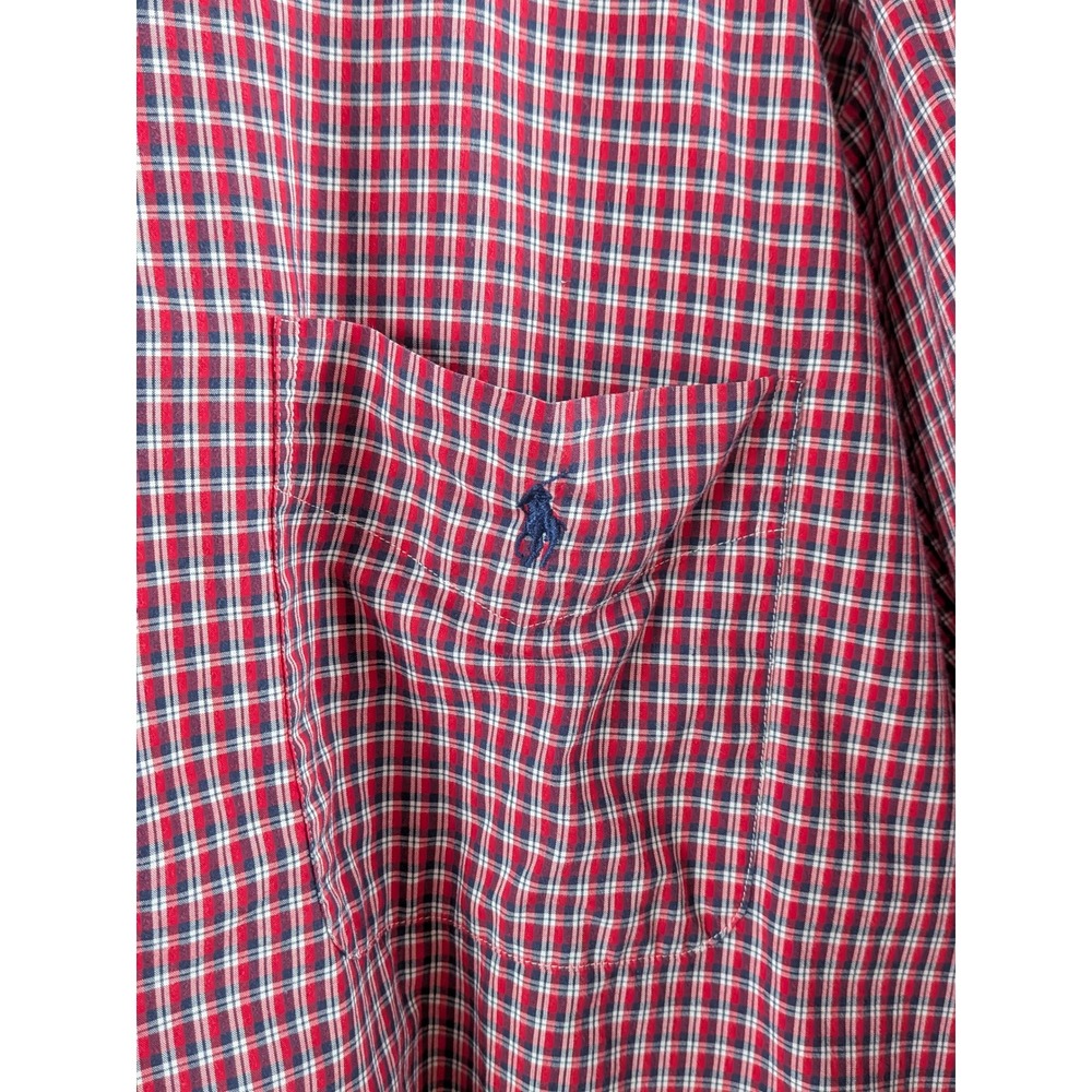 Ralph Lauren Blake Short Sleeve Button Down Mens XXL‎ Red Blue Plaid Preppy Pony - Picture 2 of 4